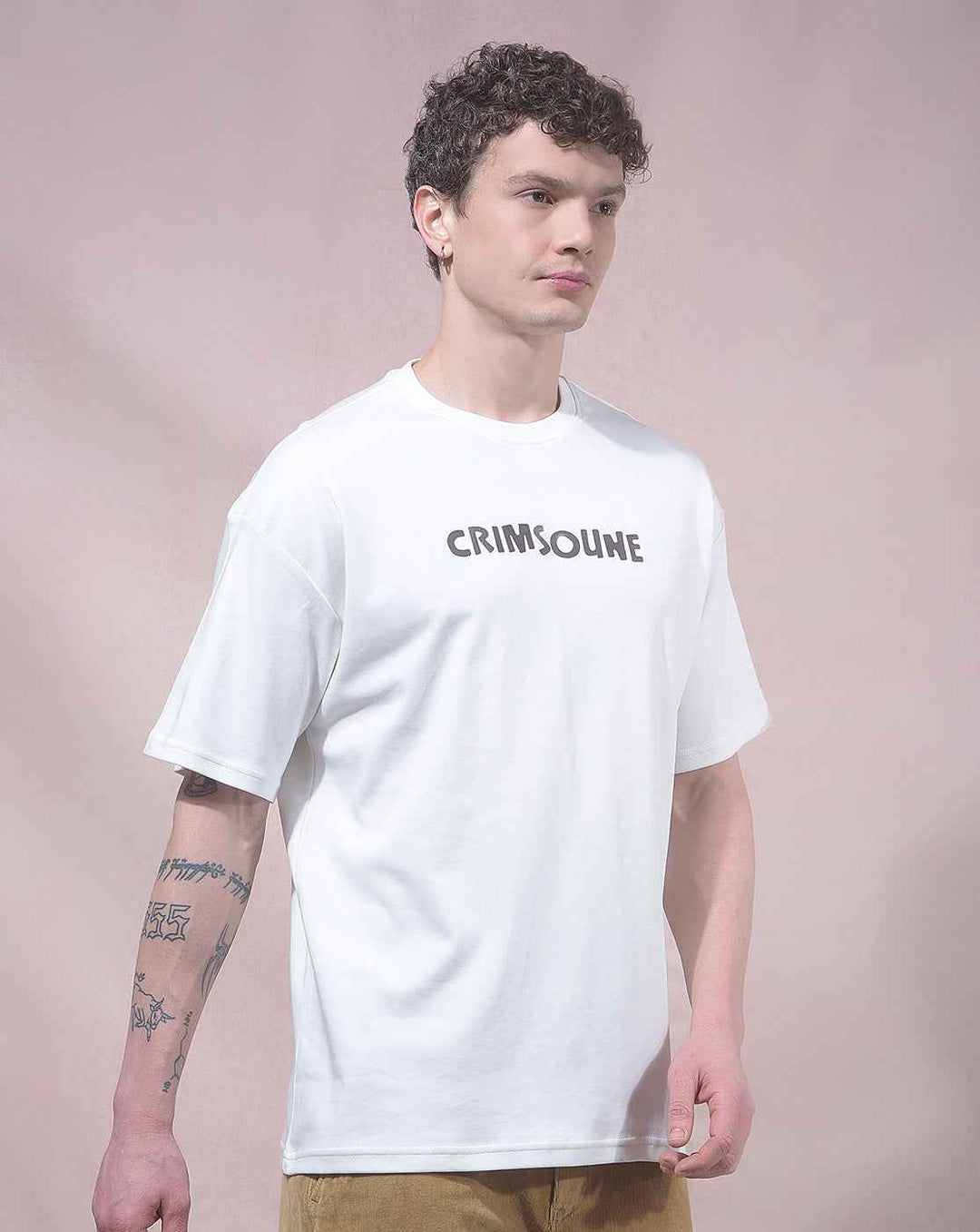 White Graphic Print 100% Cotton Oversized T-Shirt