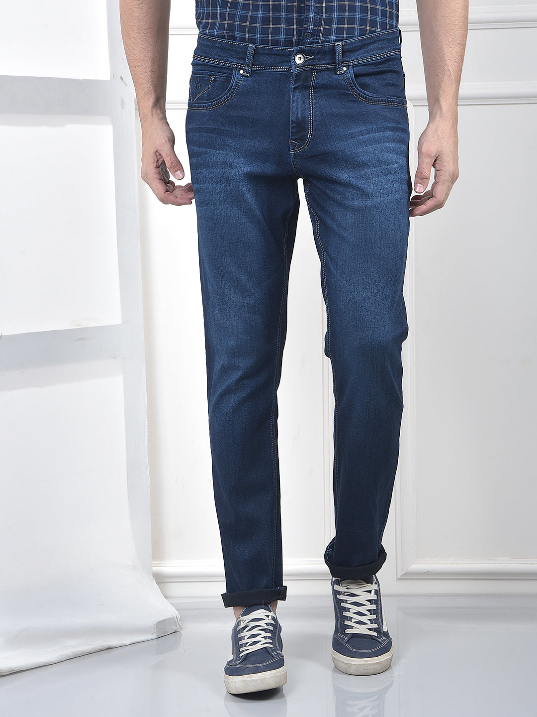 Tailored Trim Navy Blue Jeans