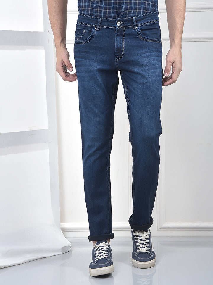 Tailored Trim Navy Blue Jeans