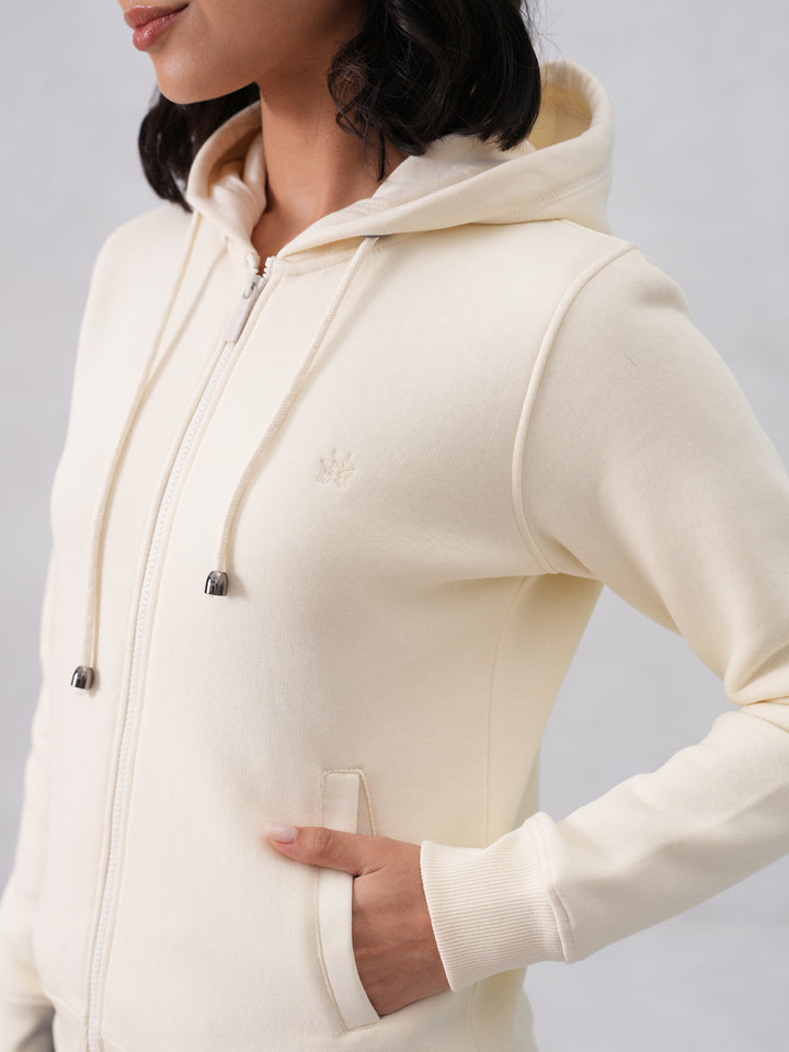 Cream Hooded Neck Sweatshirt