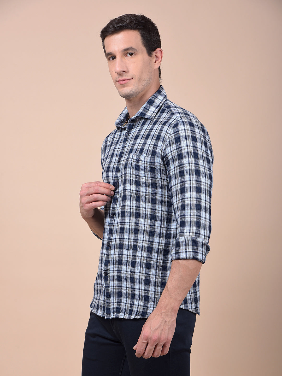 Brown Checked 100% Cotton Shirt