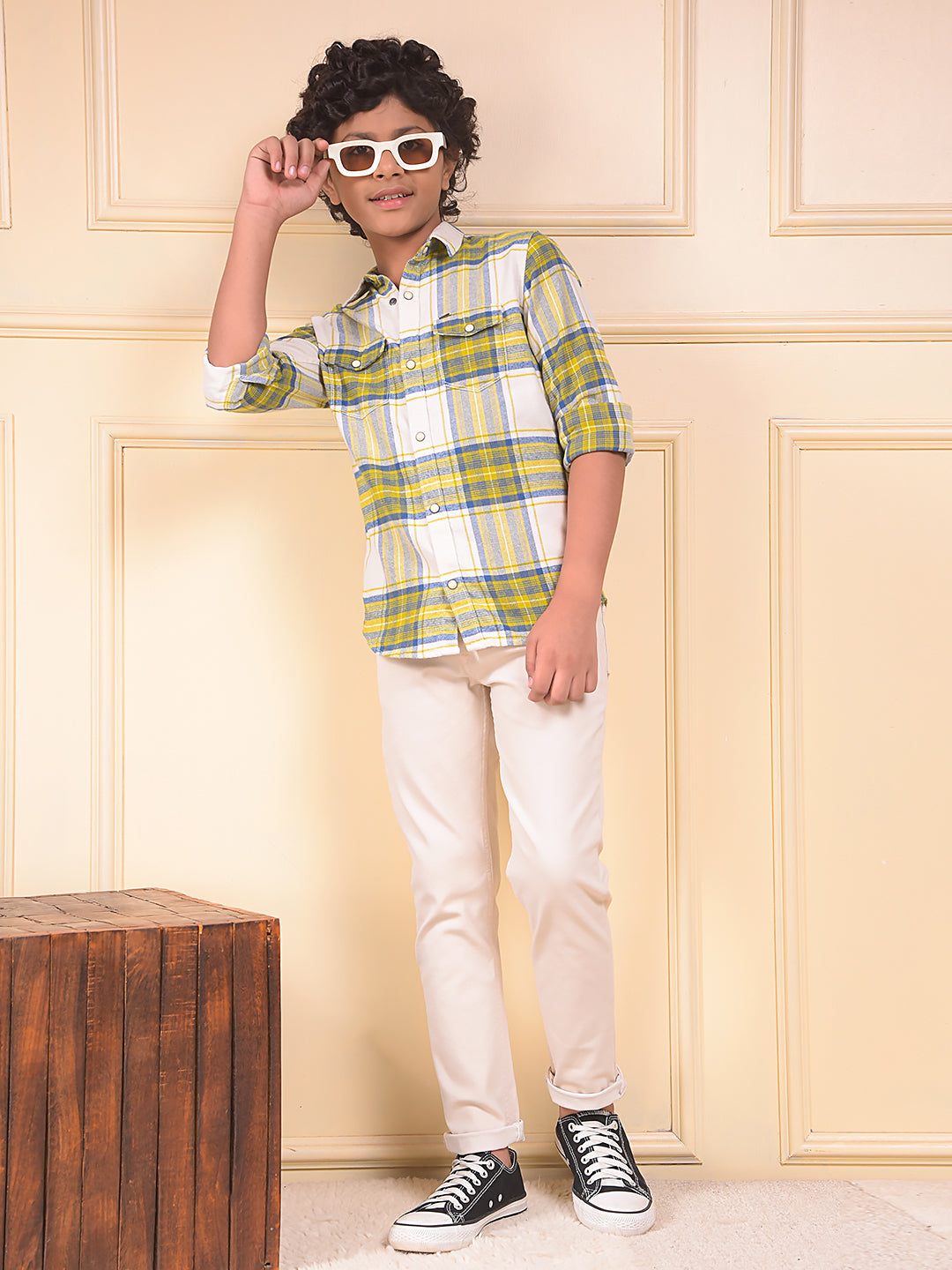 Yellow Checked 100% Cotton Shirt