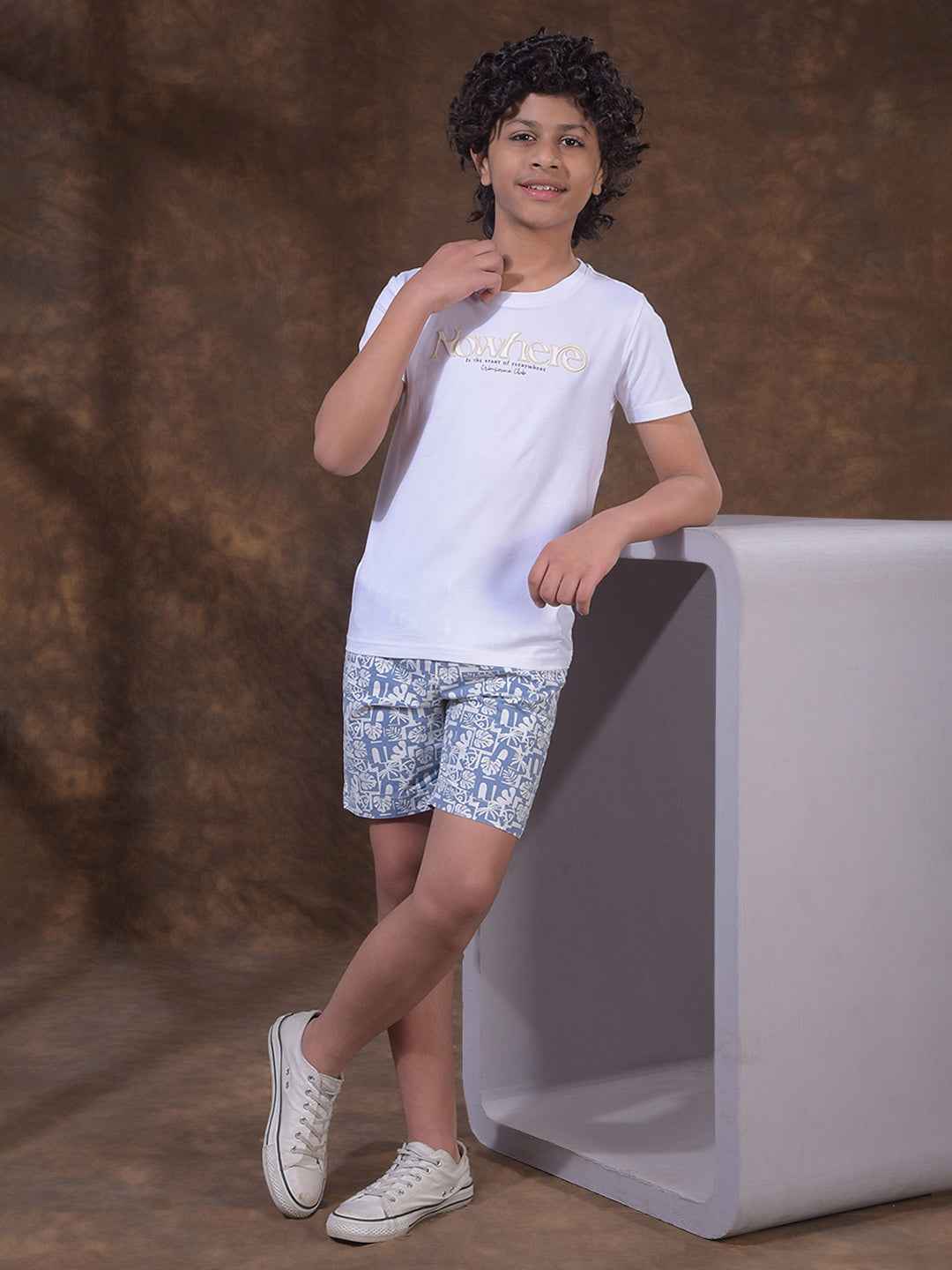 White Typographic Print T-Shirt