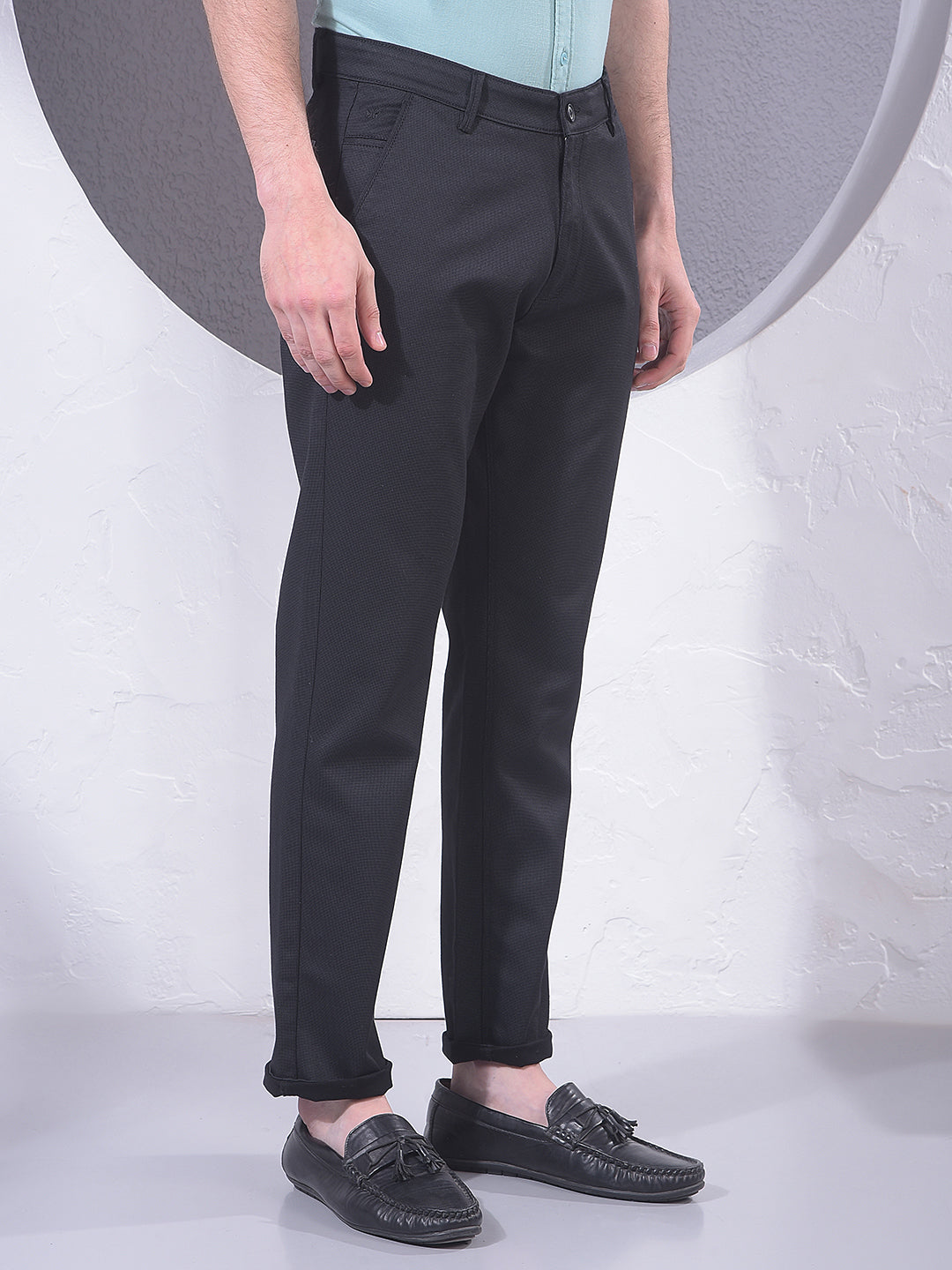 Urban Black Printed Trousers