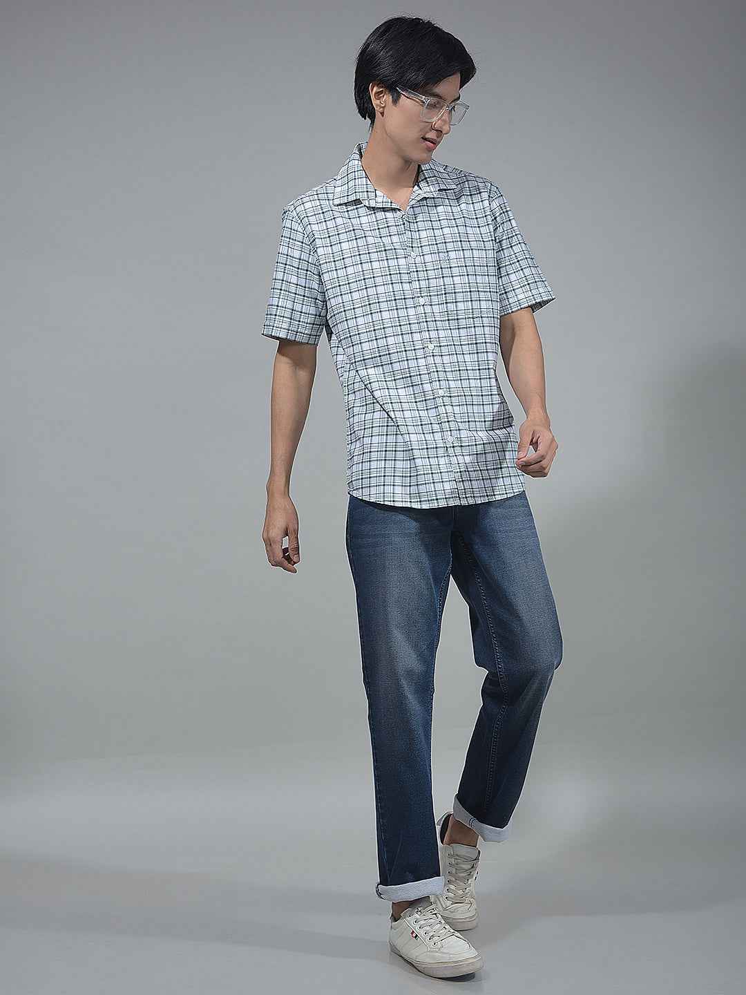 Green Checked 100% Cotton Shirt