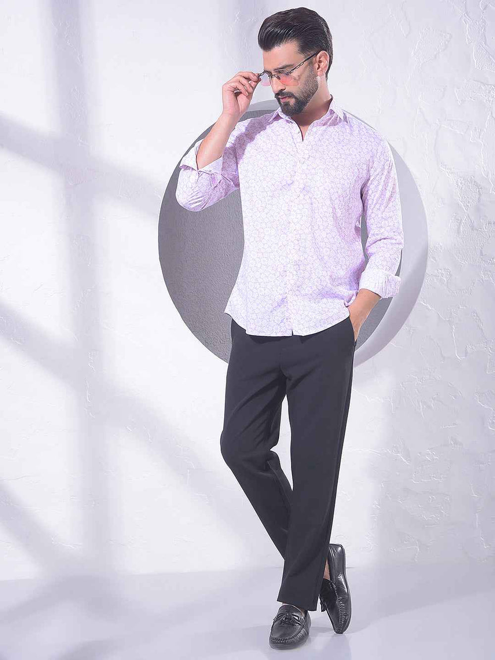 Pink Floral Print Modal Shirt