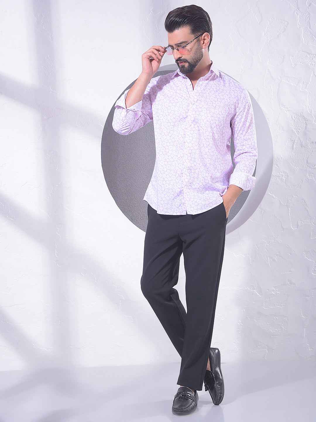 Pink Floral Print Modal Shirt