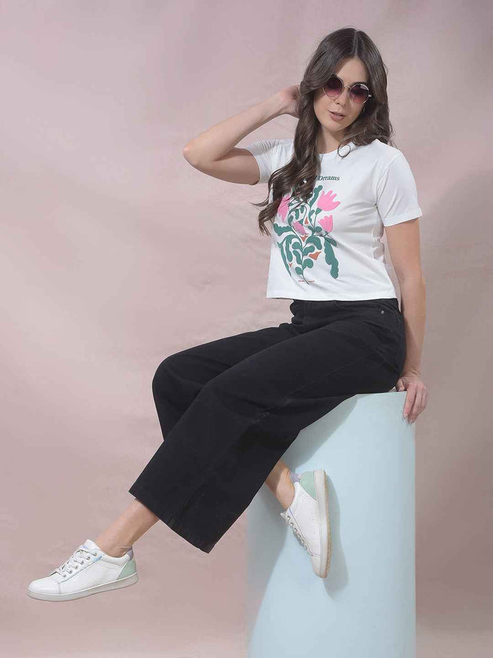 White Graphic Print T-Shirt