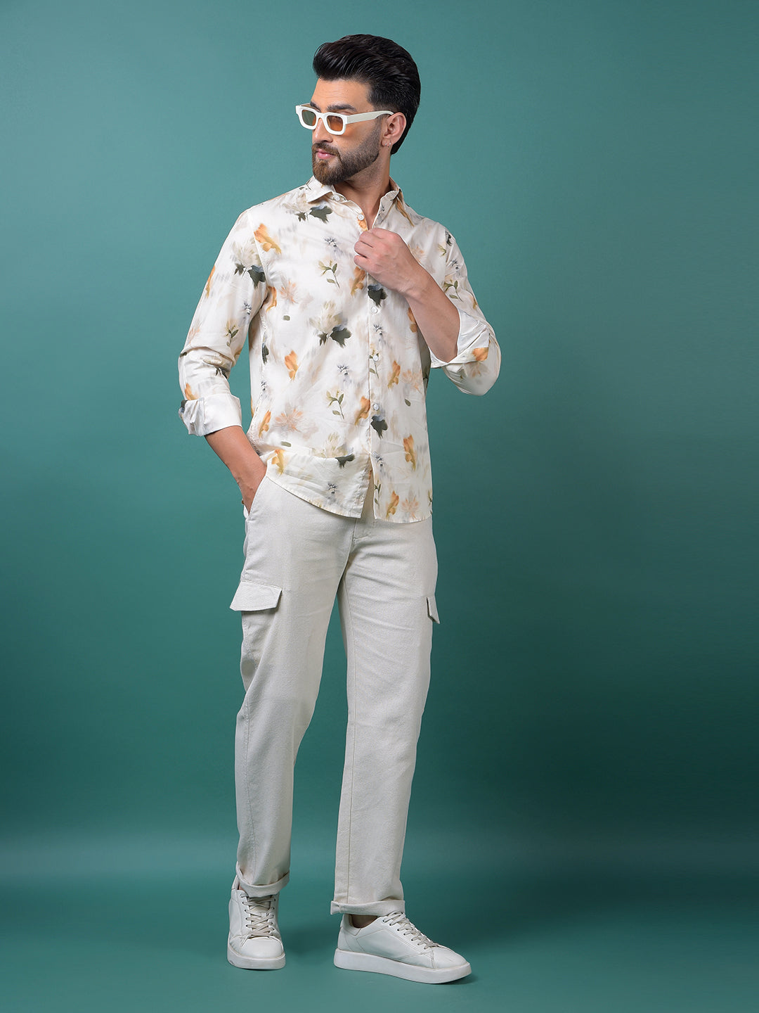 Beige Cargo Trousers