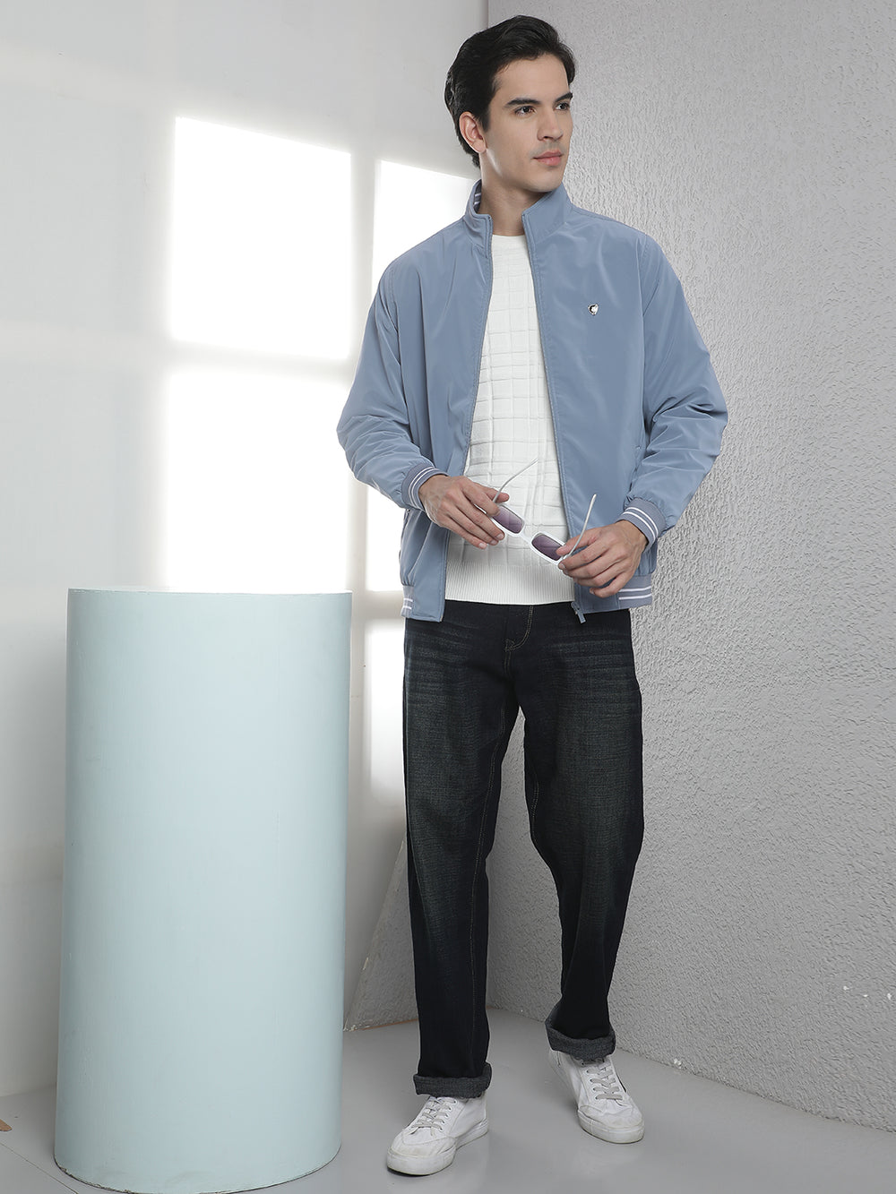 Structured Ocean Blue Puffer Jacket