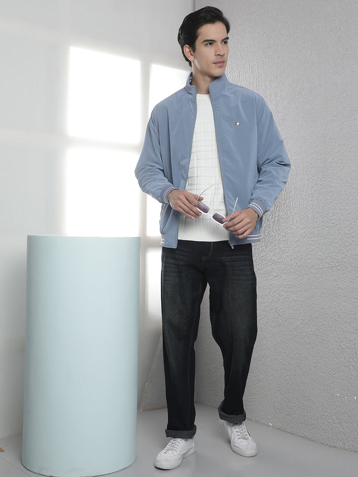 Structured Ocean Blue Puffer Jacket