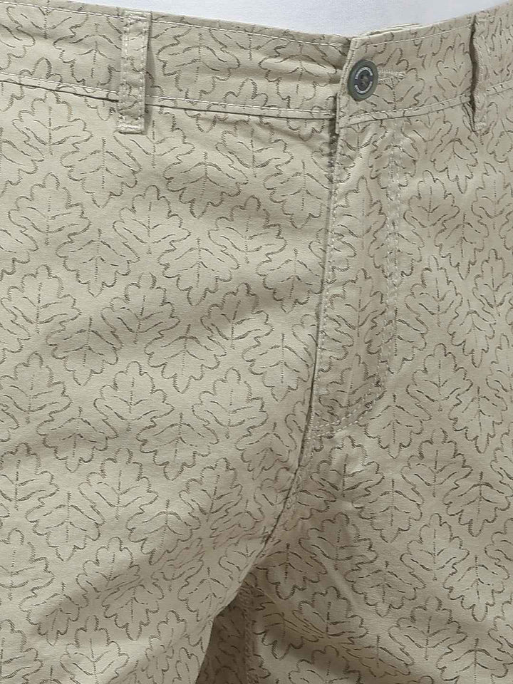 Olive Botanical Print 100% Cotton Shorts