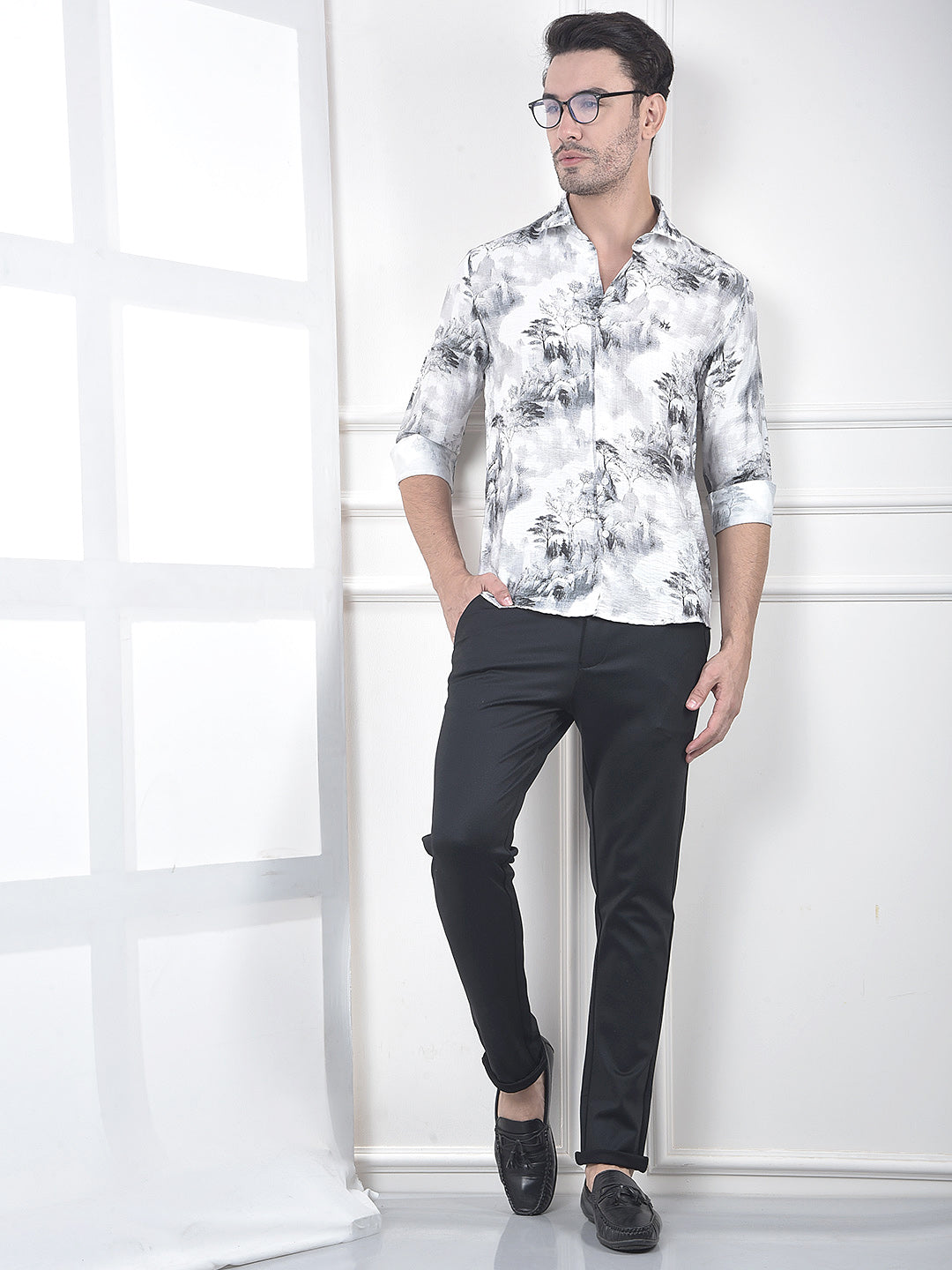 Grey Floral Print Shirt