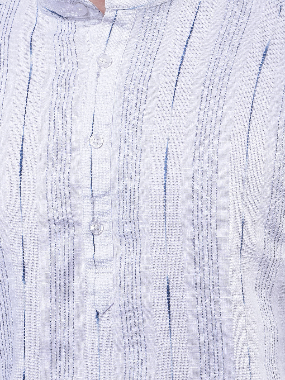 White Vertical Stripes 100% Cotton Kurta