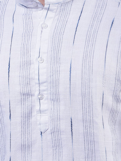 White Vertical Stripes 100% Cotton Kurta