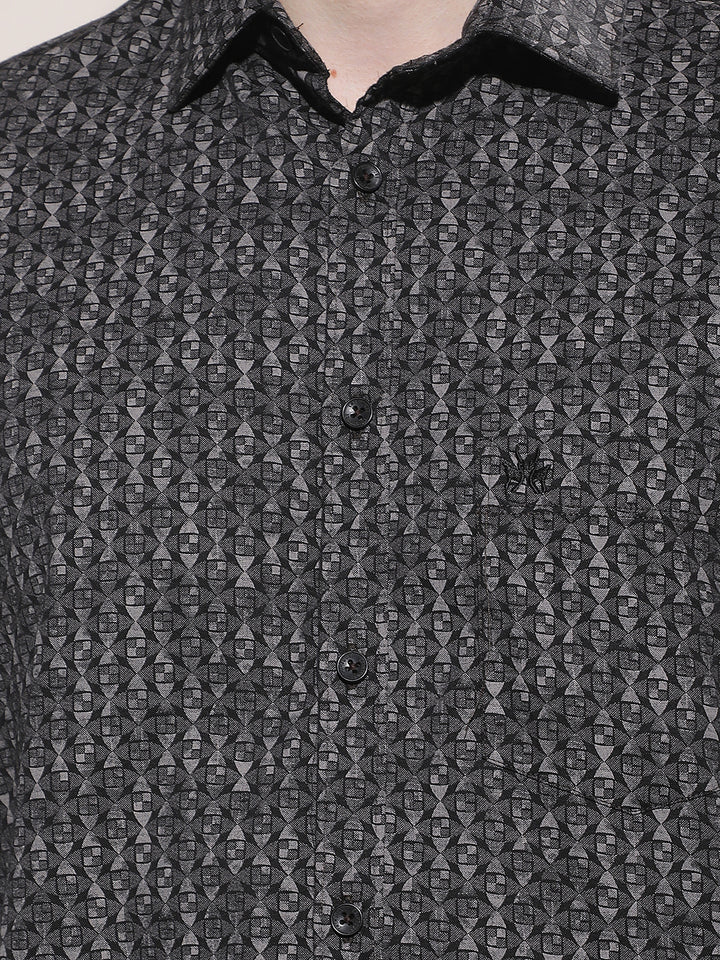 Noir Black Printed Shirt