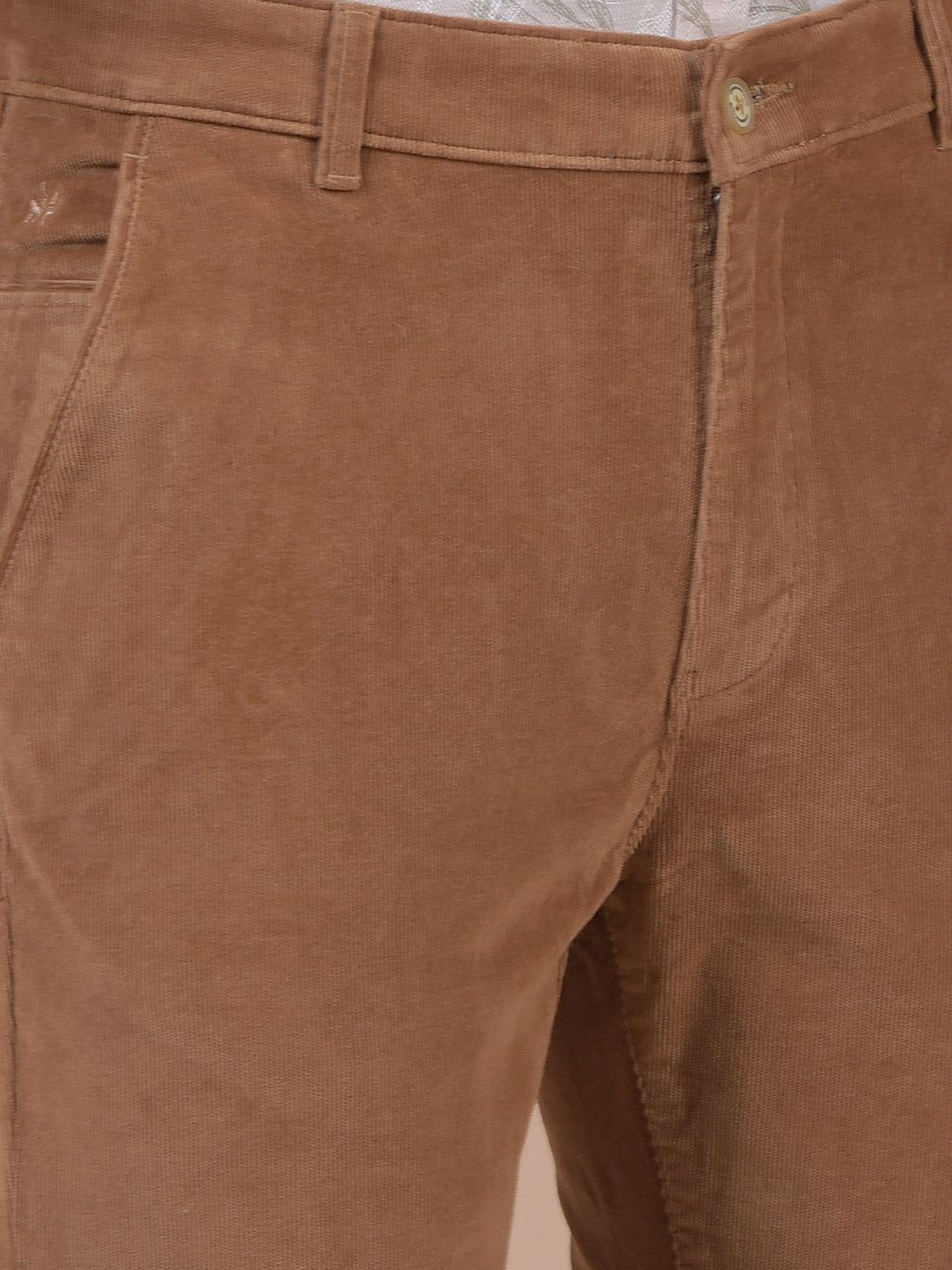 Brown Printed Corduroy Trousers