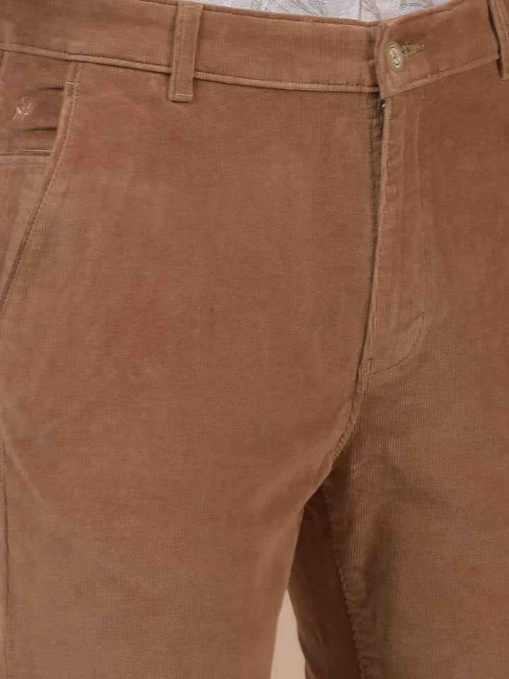 Brown Printed Corduroy Trousers