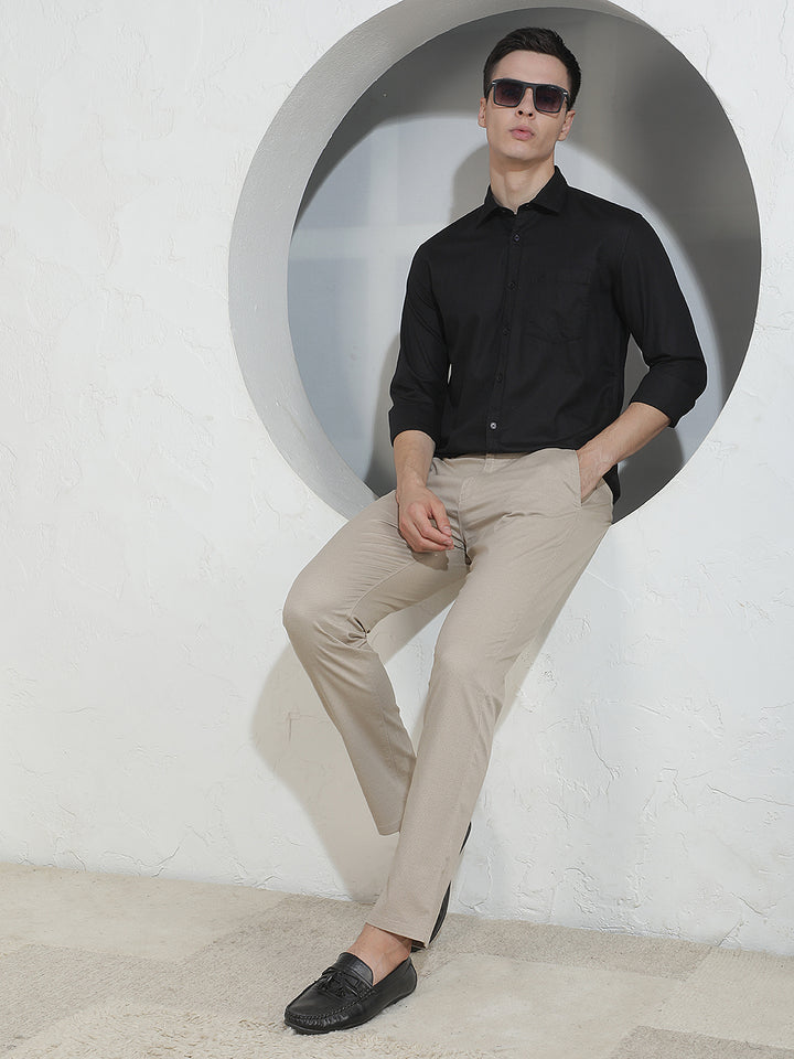 Contemporary Latte Beige Printed Trousers