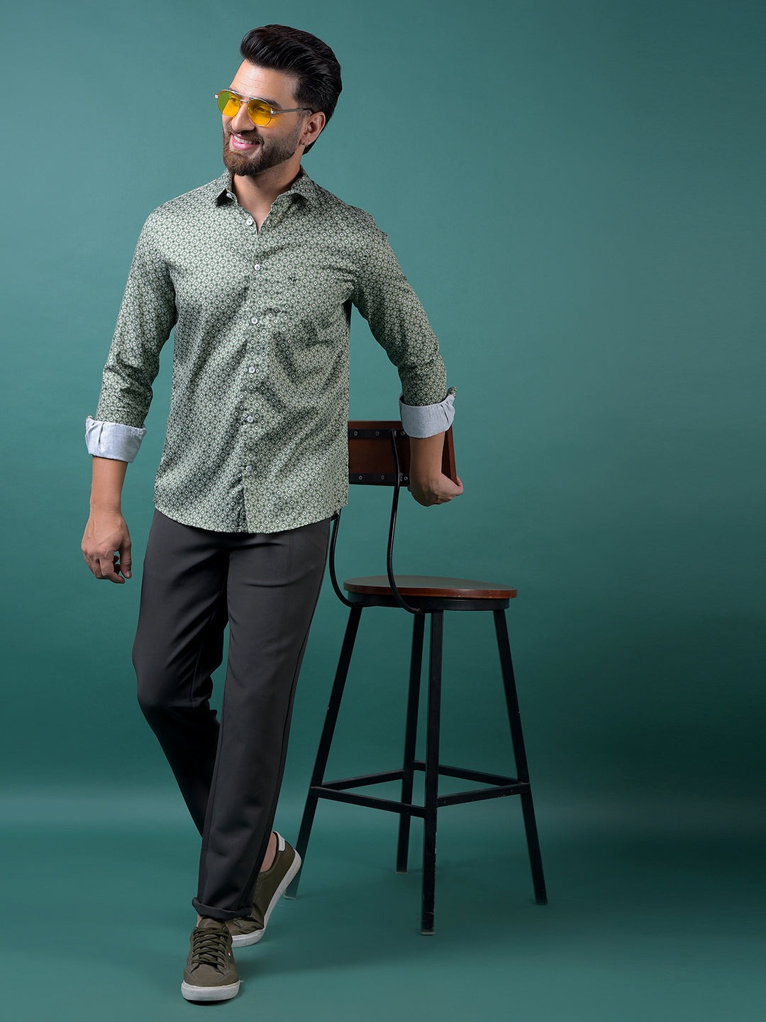 Green Floral Print Shirt