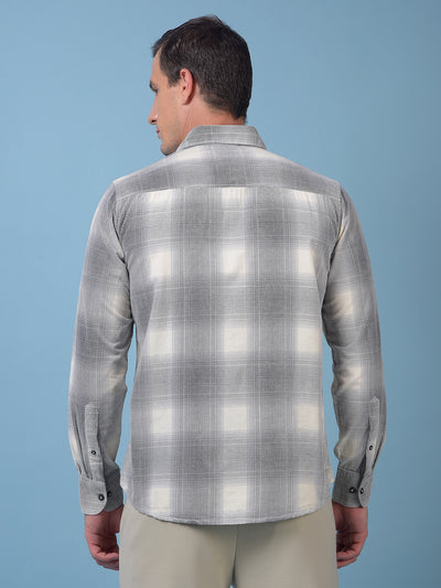 Grey Checked 100% Cotton Shirt
