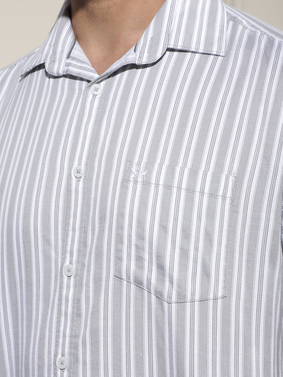Grey Vertical Striped Shirt
