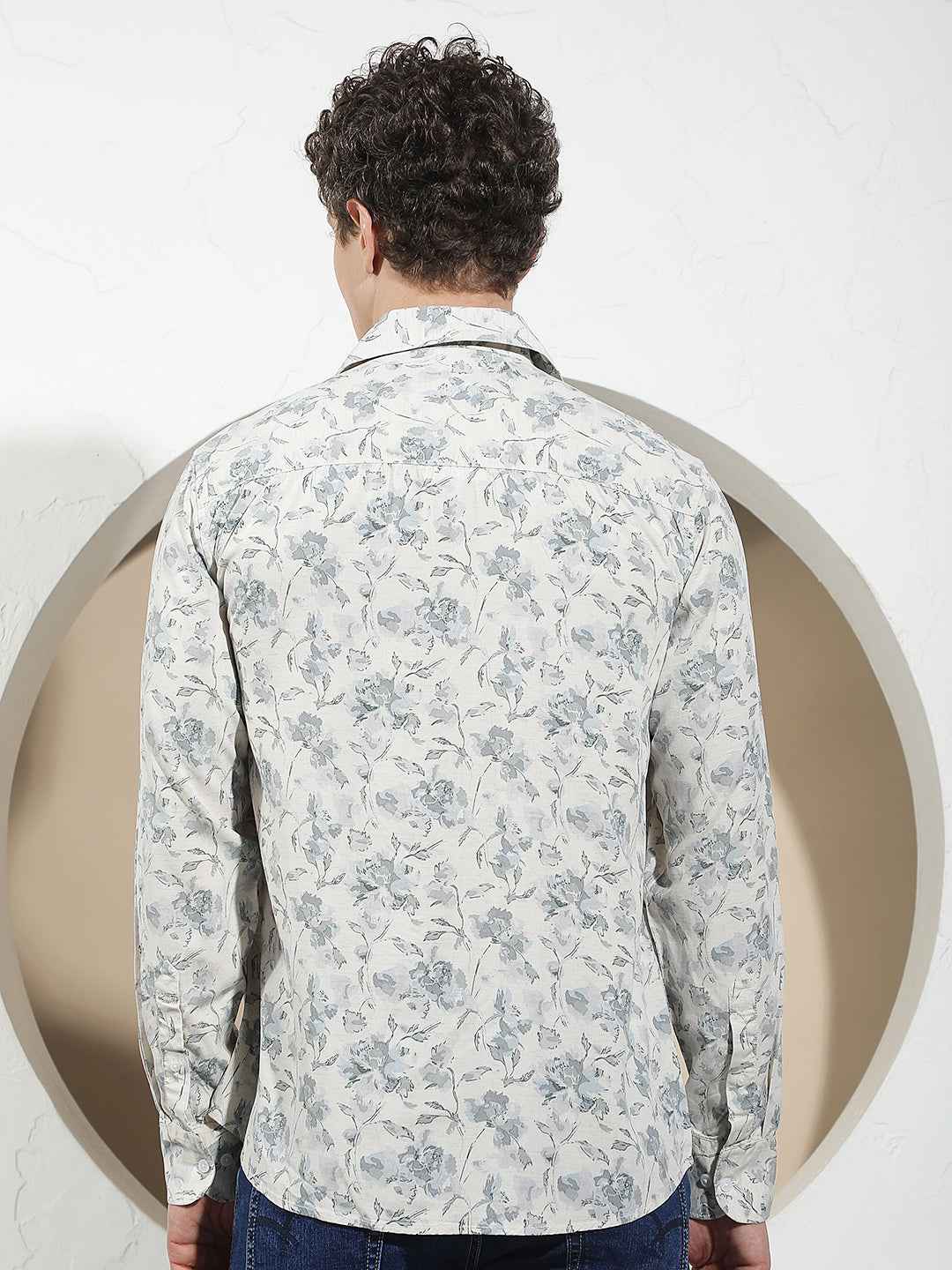 Multi-Color Floral Print Linen Shirt