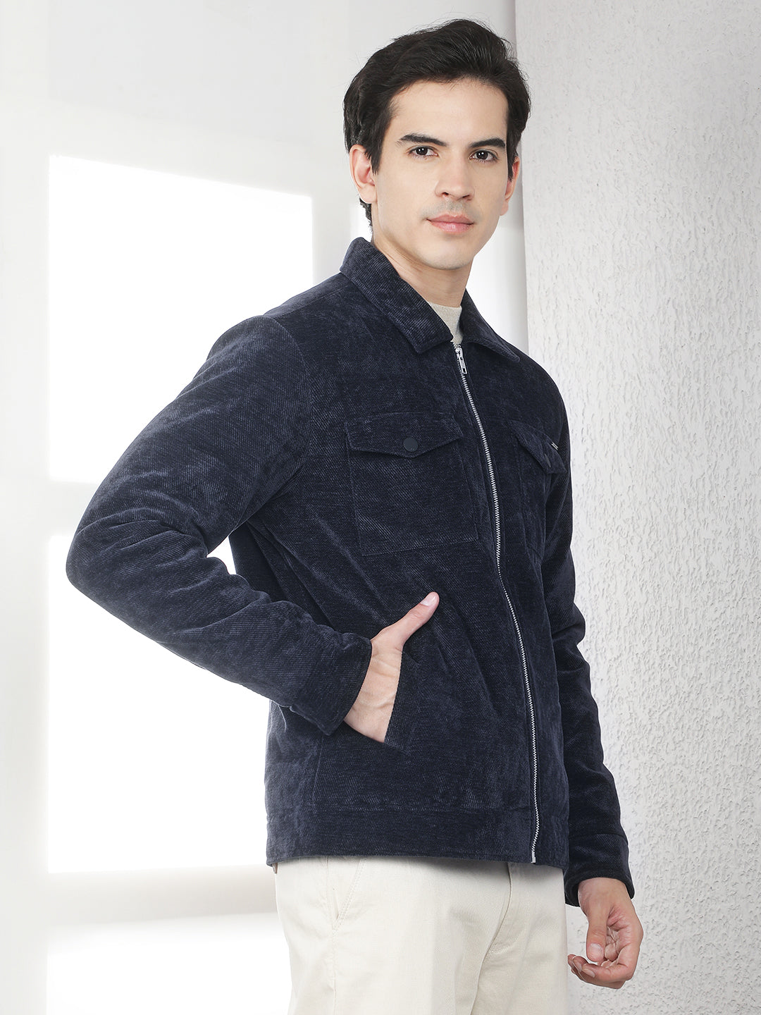 Navy Blue Cotton Shacket