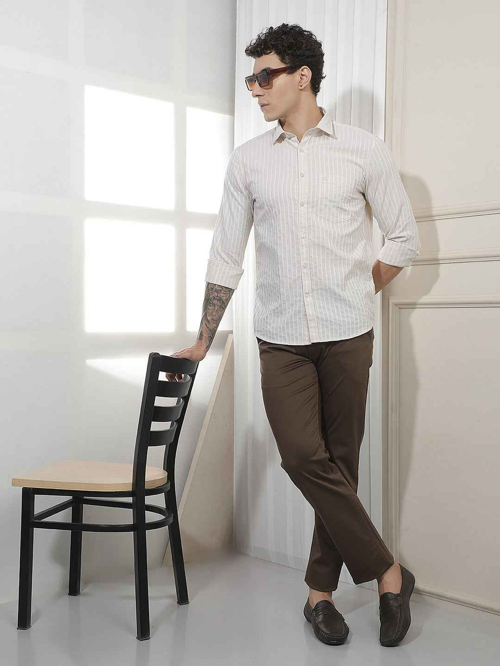 Brown Straight Cotton Trousers