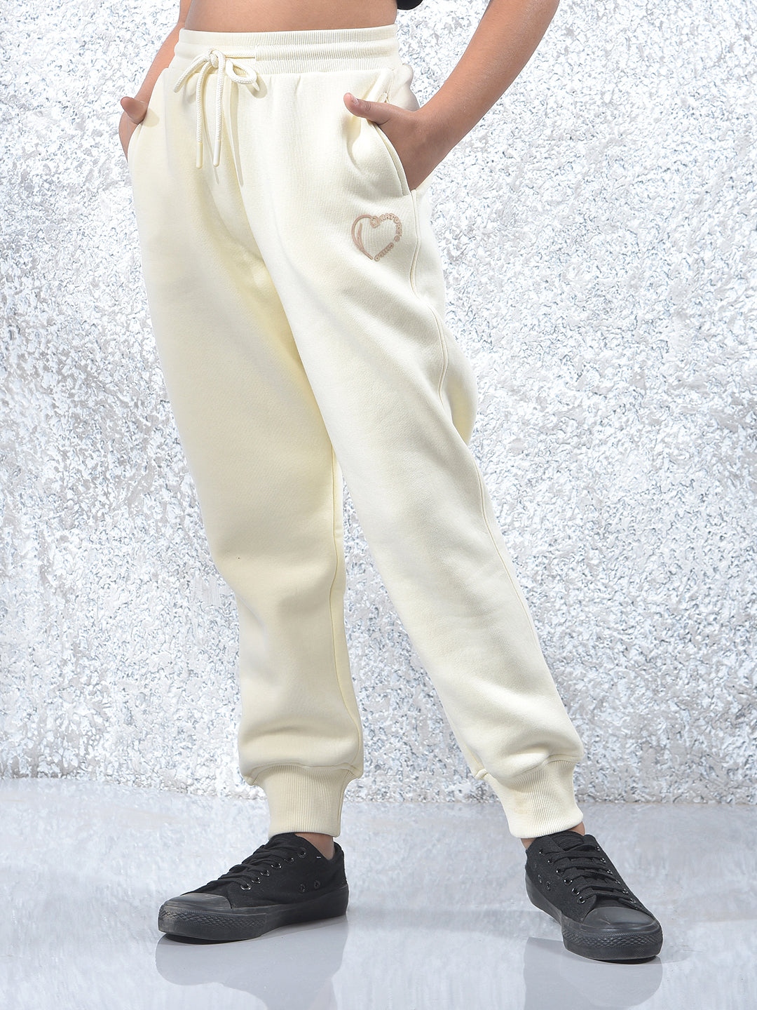 Slim Fit Cream Joggers