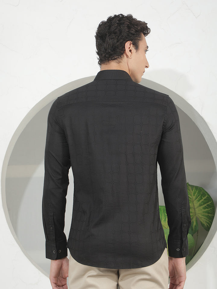 Minimalist Raven Black Jacquard Shirt