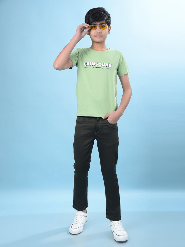 Green Typographic Print T-Shirt