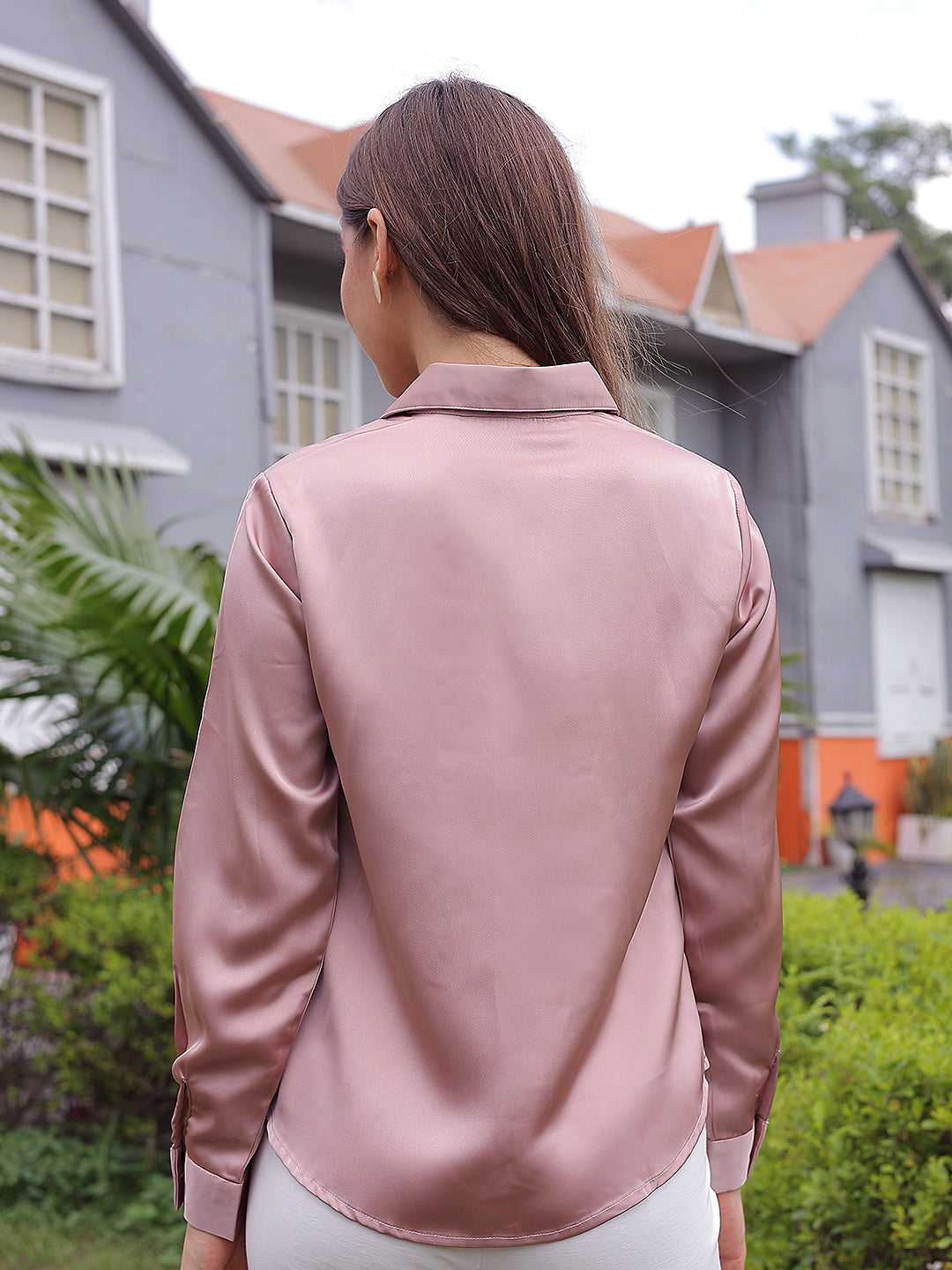 Refined Petal Pink Satin Shirt