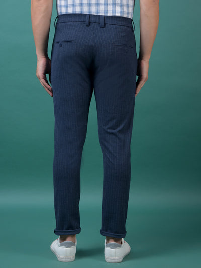 Navy Blue Vertical Stripes Trousers