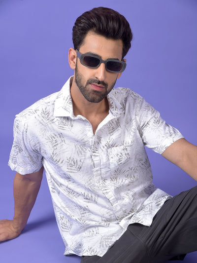 Beige Floral Print 100% Cotton Shirt