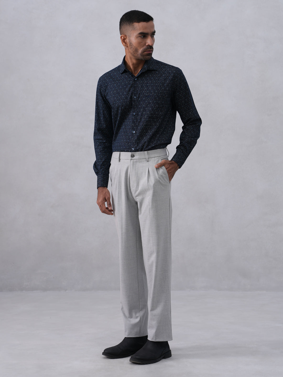 Navy Blue Printed Shirt