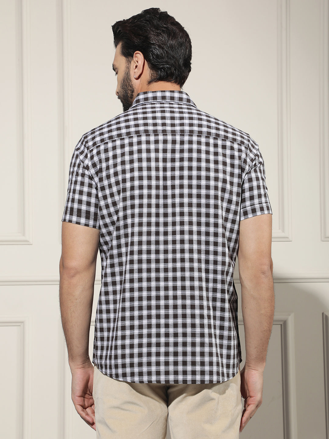 Brown Checked 100% Cotton Shirt