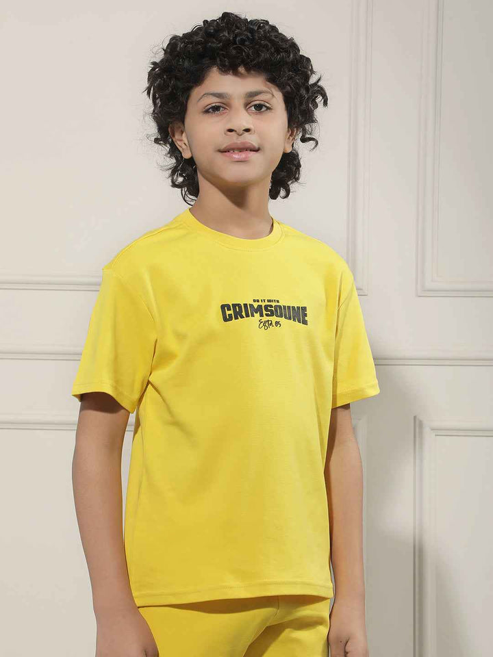 Yellow Typographic 100% Cotton T-Shirt