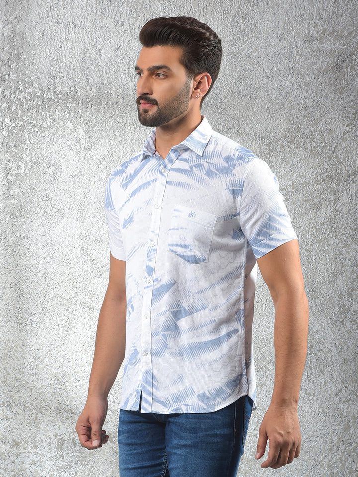 Blue Printed 100% Cotton Shirt