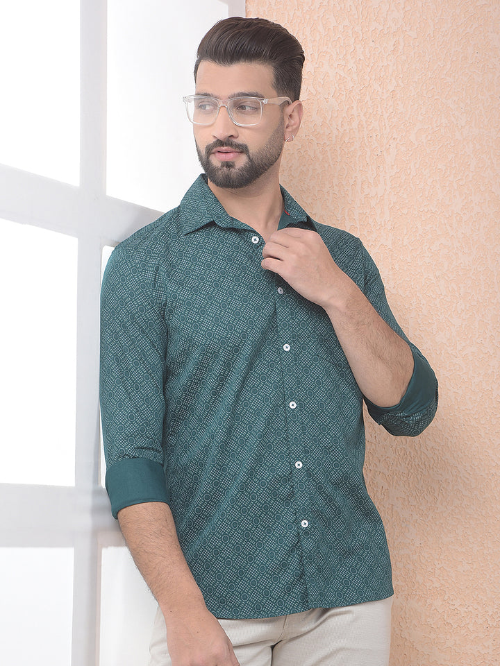 Deep Green Micro Print Shirt