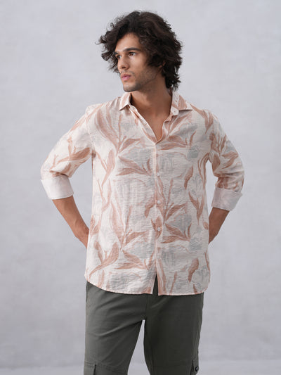 Peach Floral Print Shirt