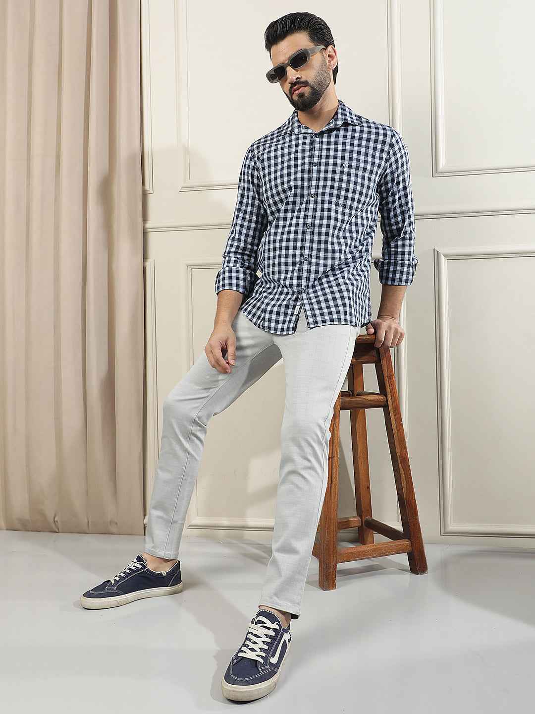 Grey Checked Trousers