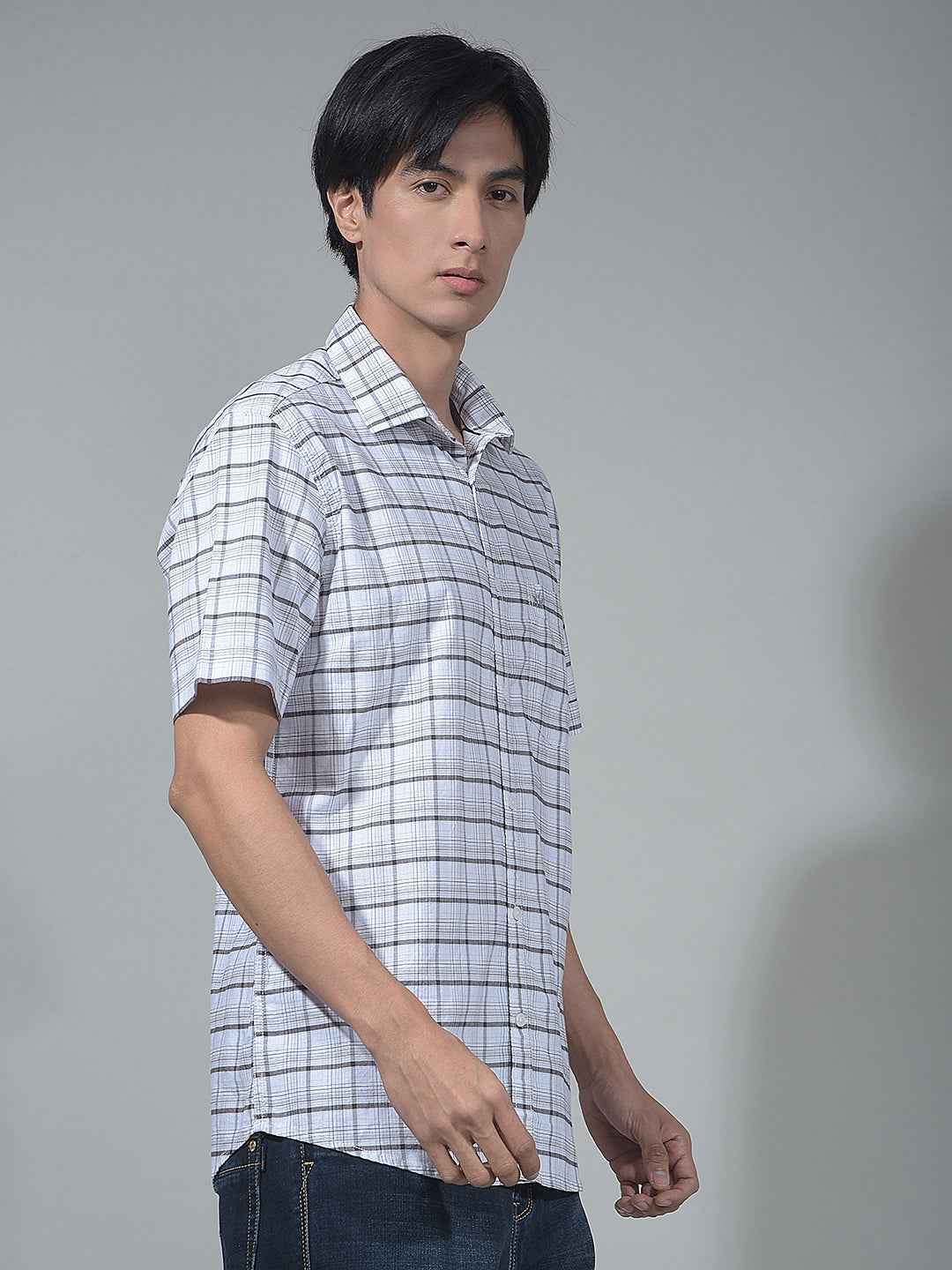 White Checked 100% Cotton Shirt