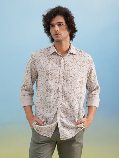Grey Floral Print Shirt