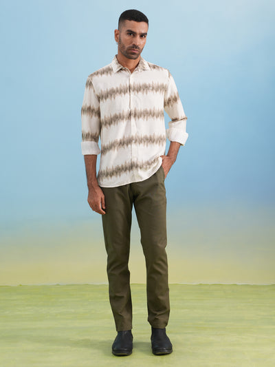 Urban Edge Beige Printed Casual Shirt