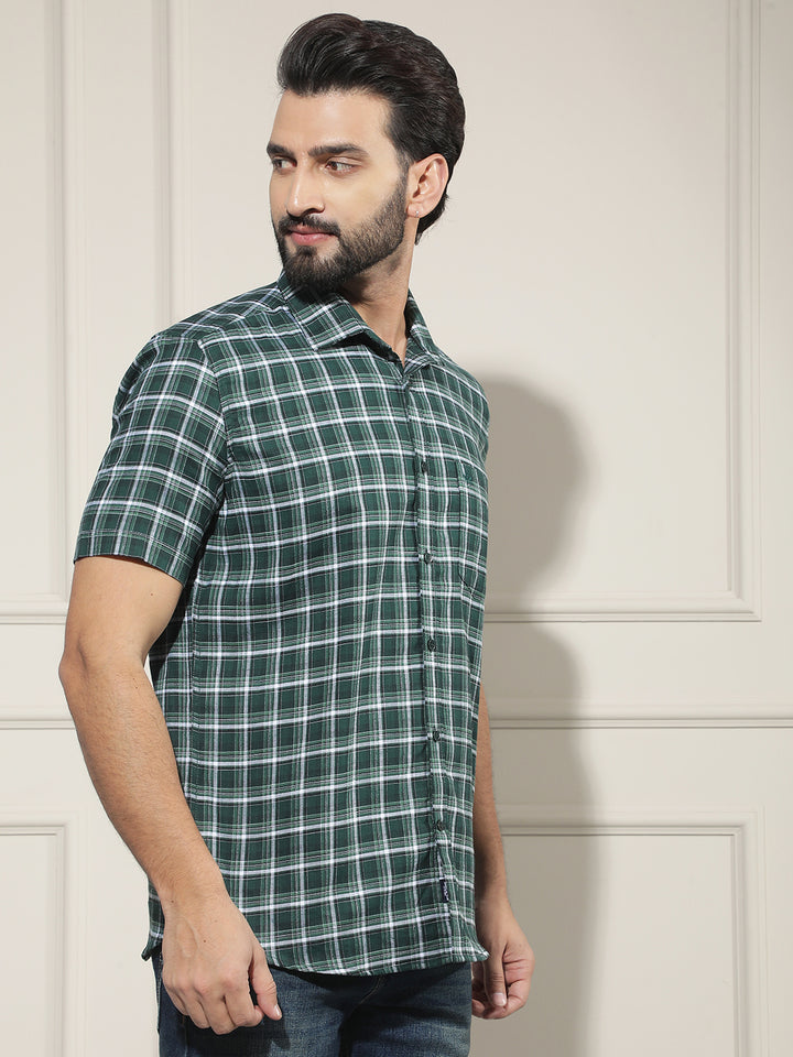 Green Checked 100% Cotton Shirt