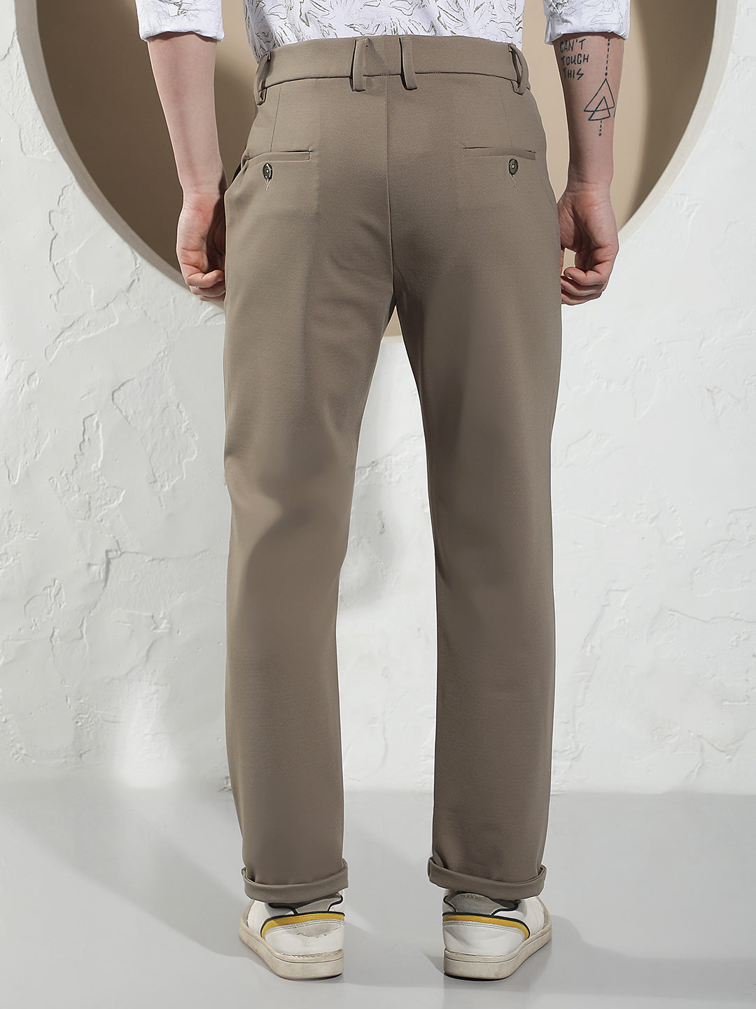 Sleek Safari Khaki Knitted Trousers