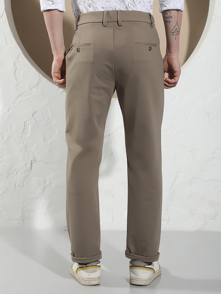 Sleek Safari Khaki Knitted Trousers