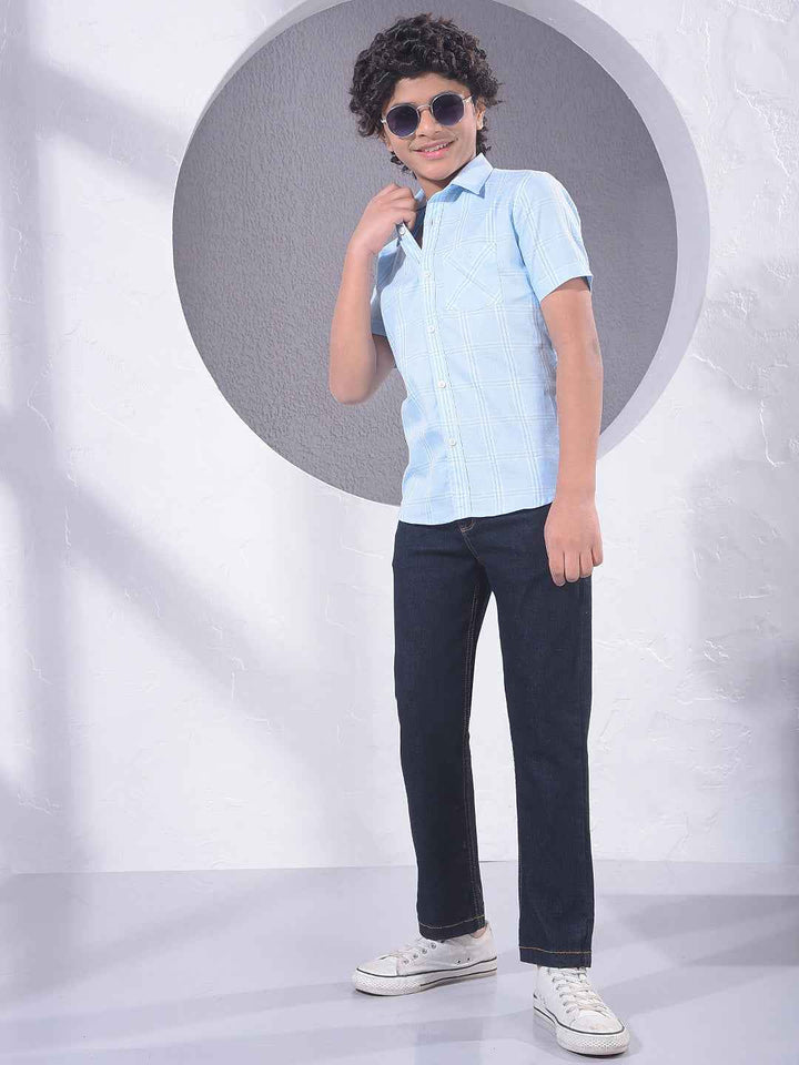 Blue Checked 100% Cotton Shirt