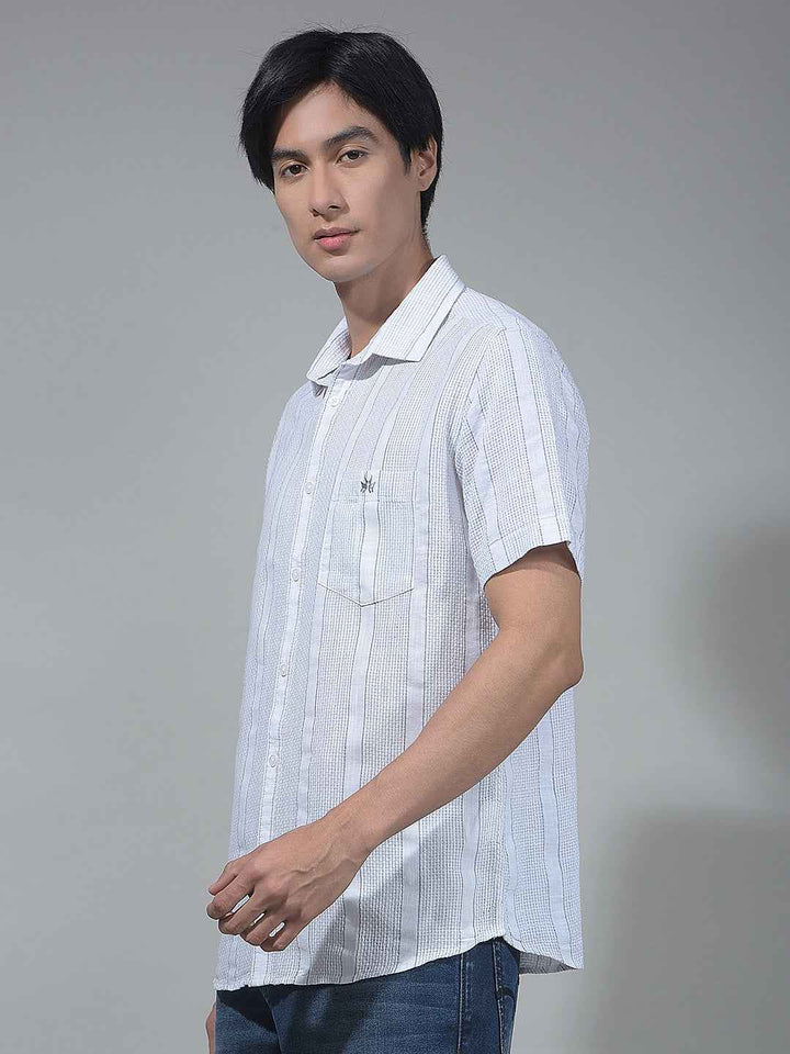 White Vertical Striped 100% Cotton Shirt